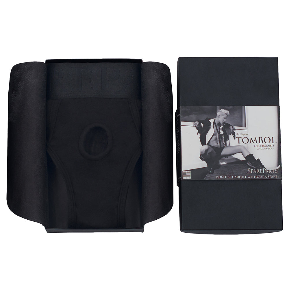 SpareParts Tomboi Rayon Briefs Harness Black