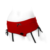 SpareParts Sasha Cinch Booty Short Harness Red/Black Size L