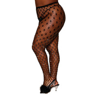 DG Rhinestone Net Pantyhose Black Queen