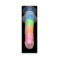 Lollicock Silicone Dildo with Balls 7 in. Rainbow Glow in the Dark