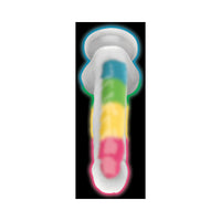 Lollicock Silicone Dildo with Balls 7 in. Rainbow Glow in the Dark