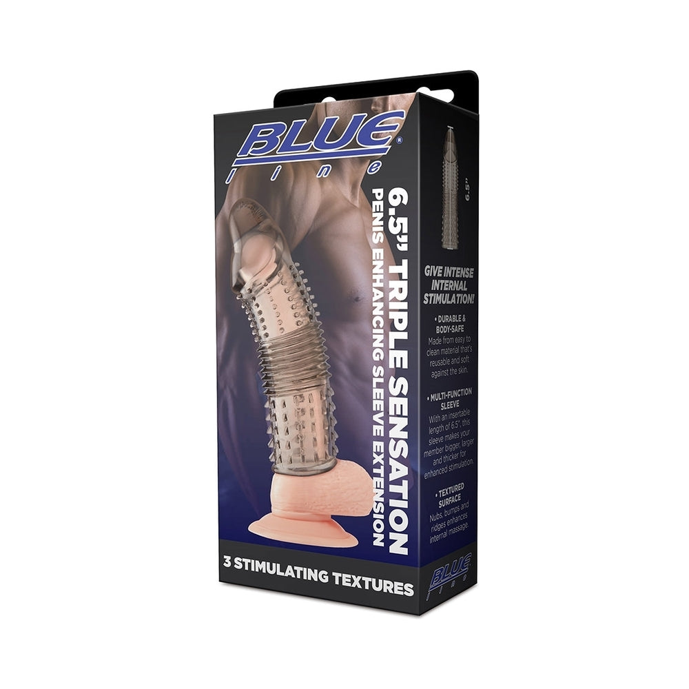 Blue Line 6.5 in. Triple Sensation Penis Enhancing Sleeve Extension