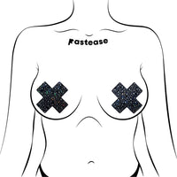 Pastease Crystal Sparkling Crosses Pasties Black