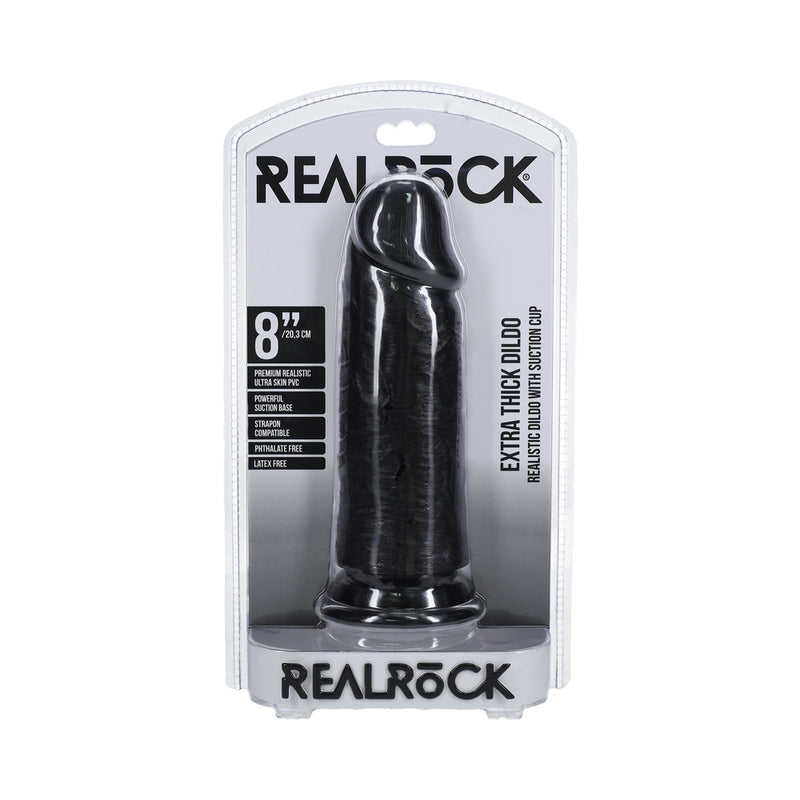 RealRock Extra Thick 8in Dildo Black