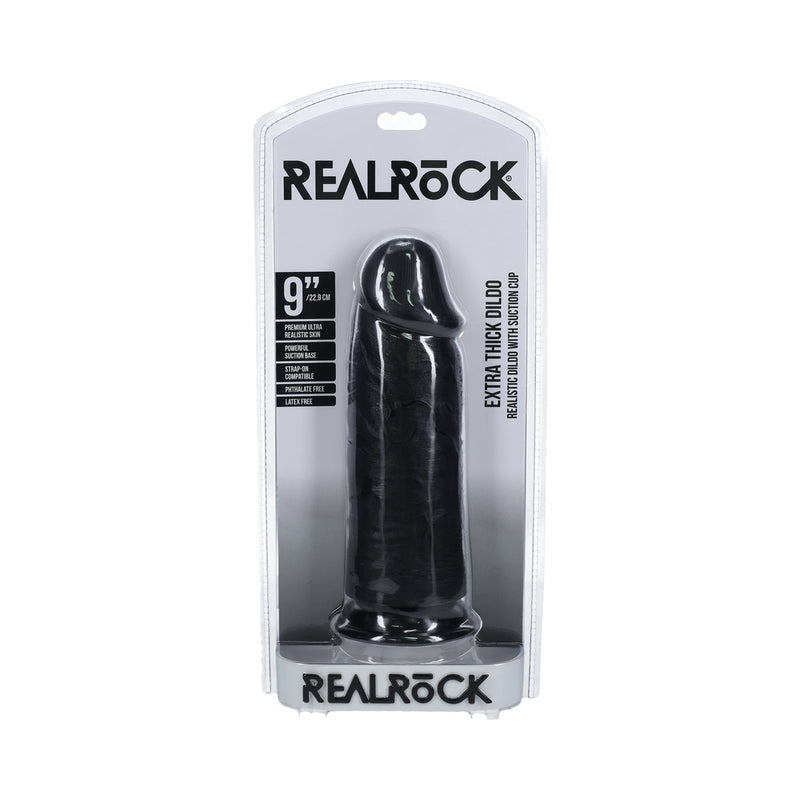 RealRock Extra Thick 9in Dildo Black