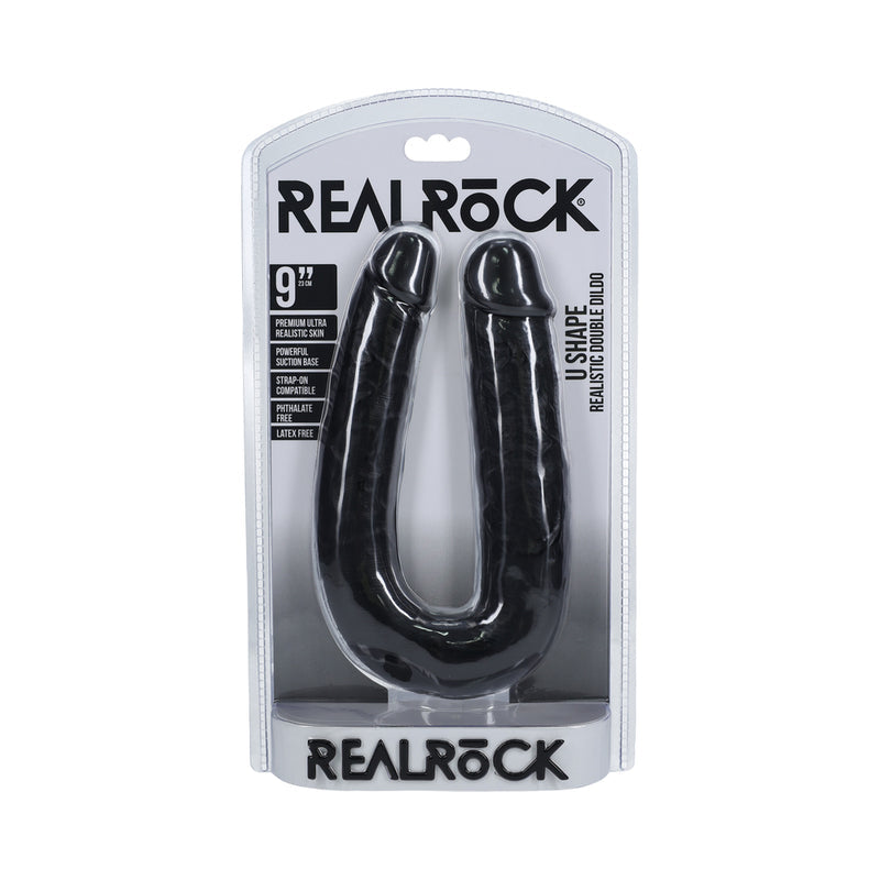 RealRock 9in U-Shaped Double Dildo Black