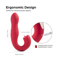 Honey Play Box Joi Thrust App Controlled Thrusting G-spot Vibrator & Tongue Clit Licker Red