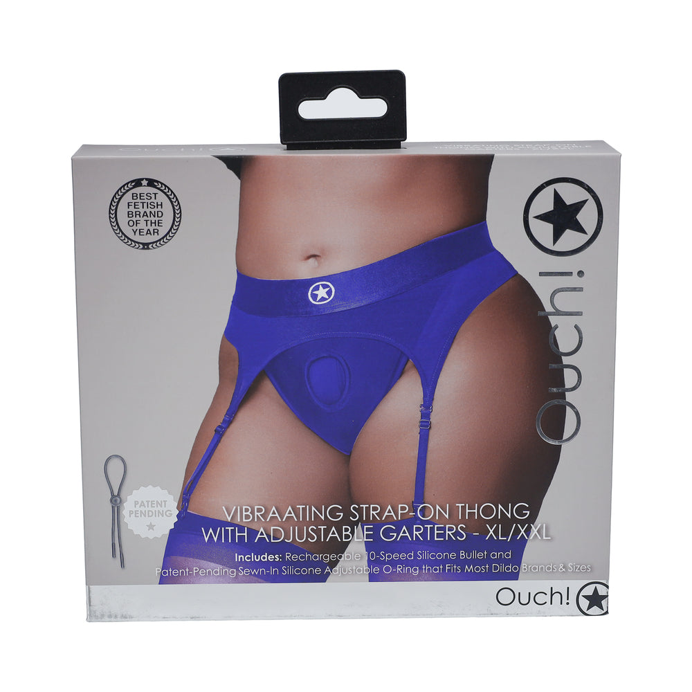 Ouch! Vibrating Strap-on Thng Blu XL/XXL