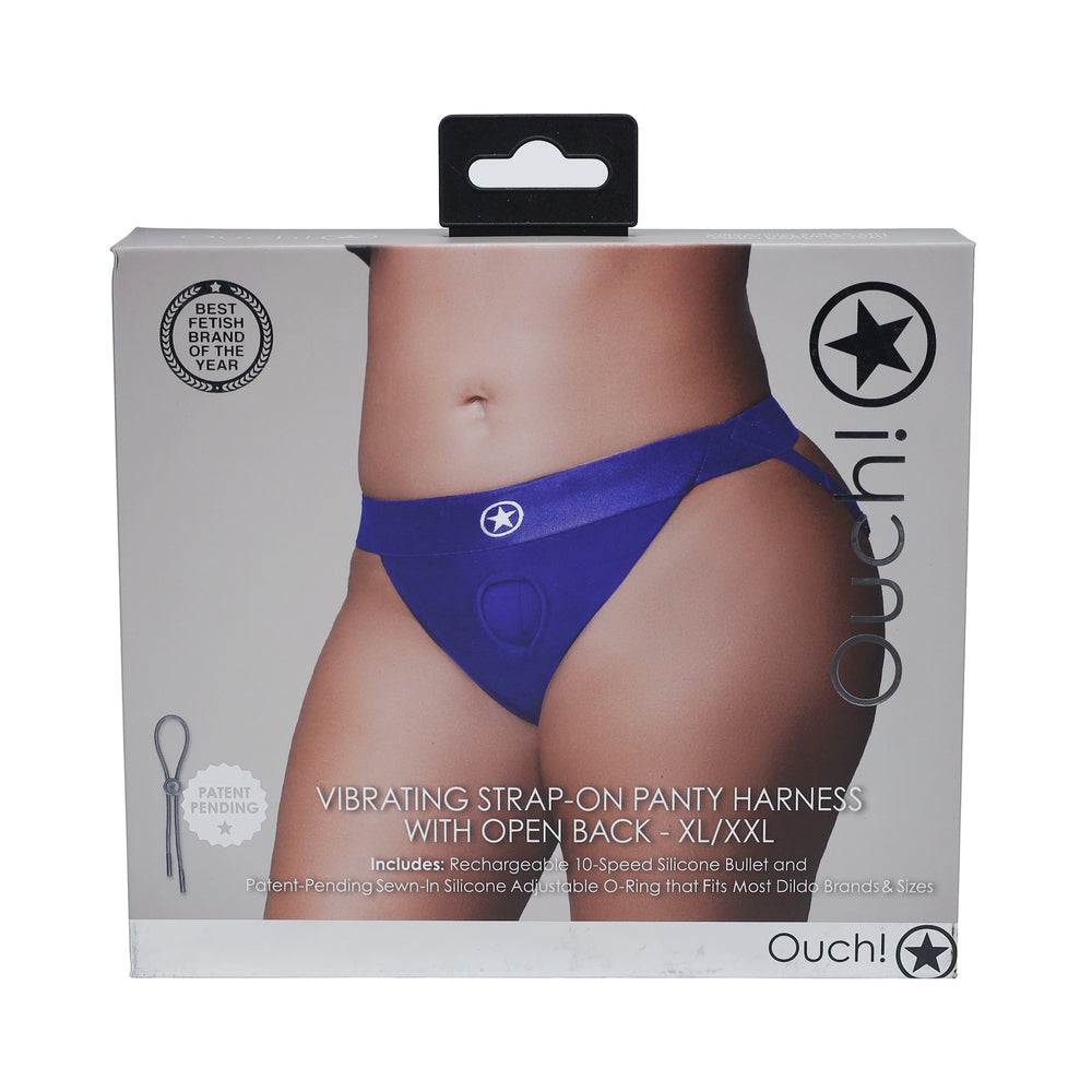 Ouch! Vibrating StraponPntyOpen Bl XLXXL