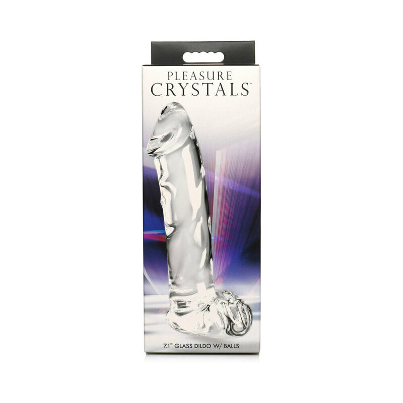 Pleasure Crystals Glass Dildo/Balls 7.1