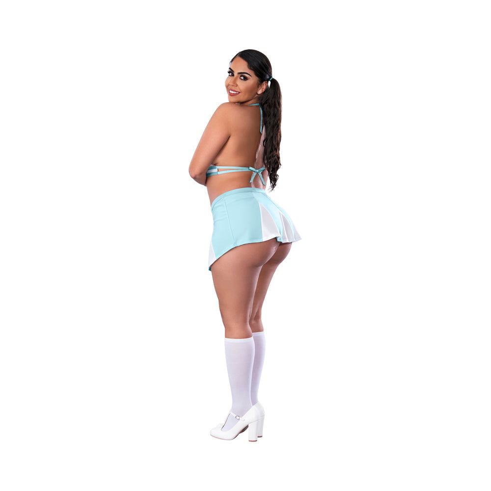 Magic Silk Dress Up Head Cheerleader Costume Blue Queen Size