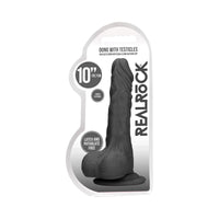 RealRock Skin 10 in. Dildo w/Balls Black