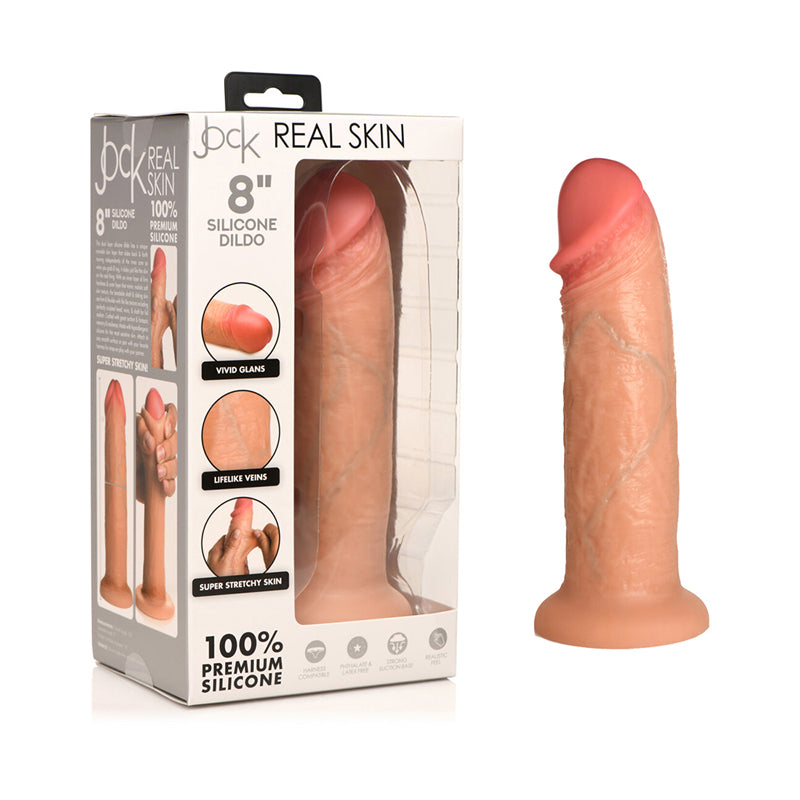 Jock Real Skin Silicone Dildo 8in Light