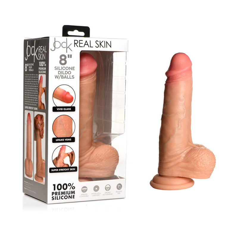 Jock Real Skin Sili Dildo w/Balls 8in Li