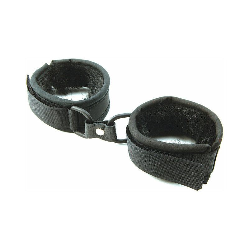 Mink Faux Fur Handcuffs Black