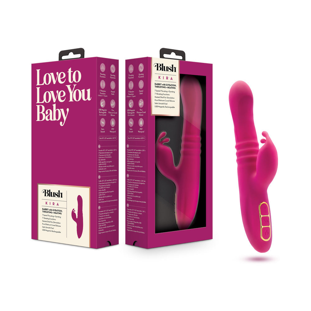 Blush Lush Kira Rechargeable Silicone Thrusting Rabbit Vibrator Velvet