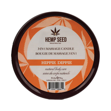 Earthly Body Hemp Seed 3-in-1 Massage Candle Hippie Dippie 6 oz.