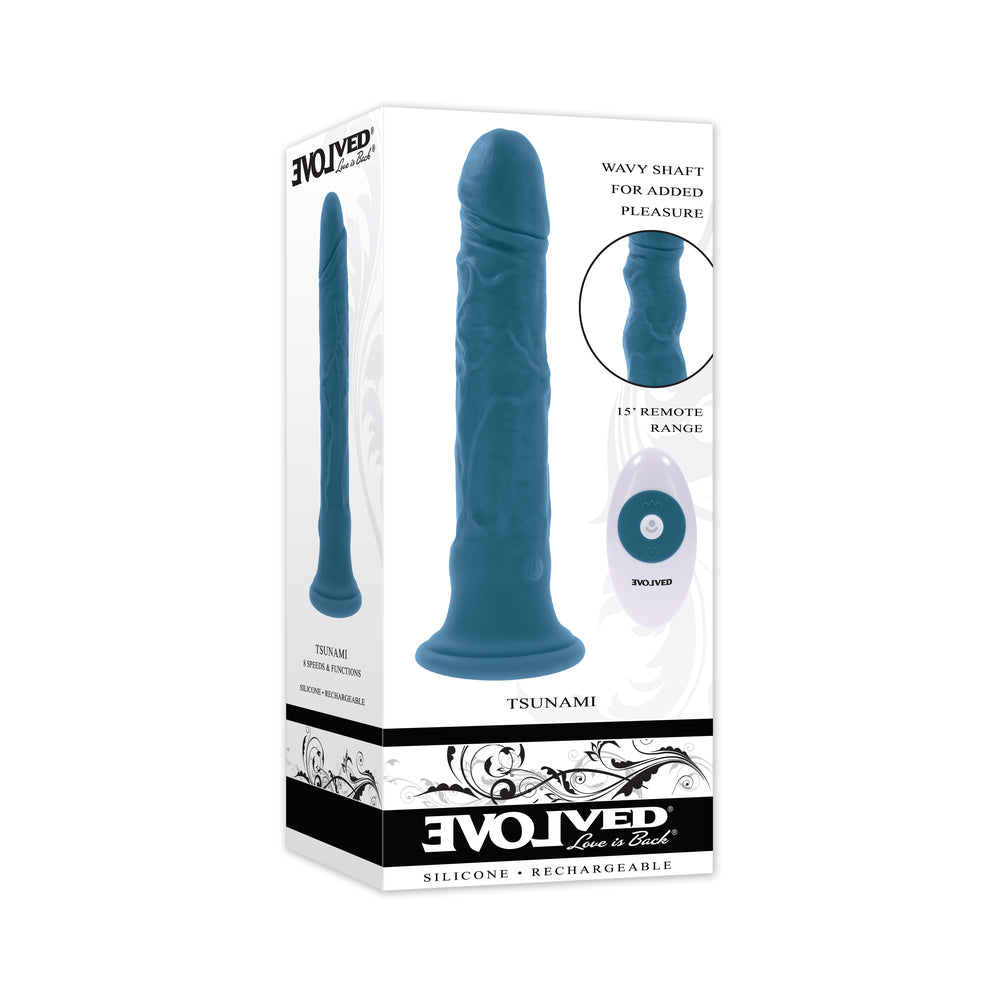 Evolved Tsunami Rech VibrDildo Sili Teal