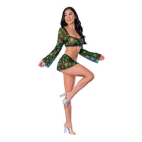 Magic Silk Hazy Dayz Crop Top, Skirt & G-String Set Pot Leaf S/M