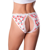 Magic Silk Sweet Treats Split Back & Crotchless Panty with Lube Peach L/XL