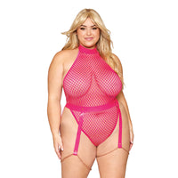 DG Fishnet Teddy w/ Garter Belt Peony Q