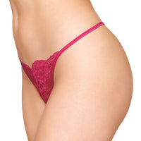 DG Lace Open Crotch G-String Beet SM