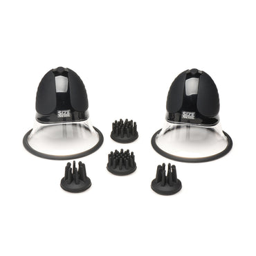 Size Matters 10X Rotating Silicone Nipple Suckers with 4 Attachments Black