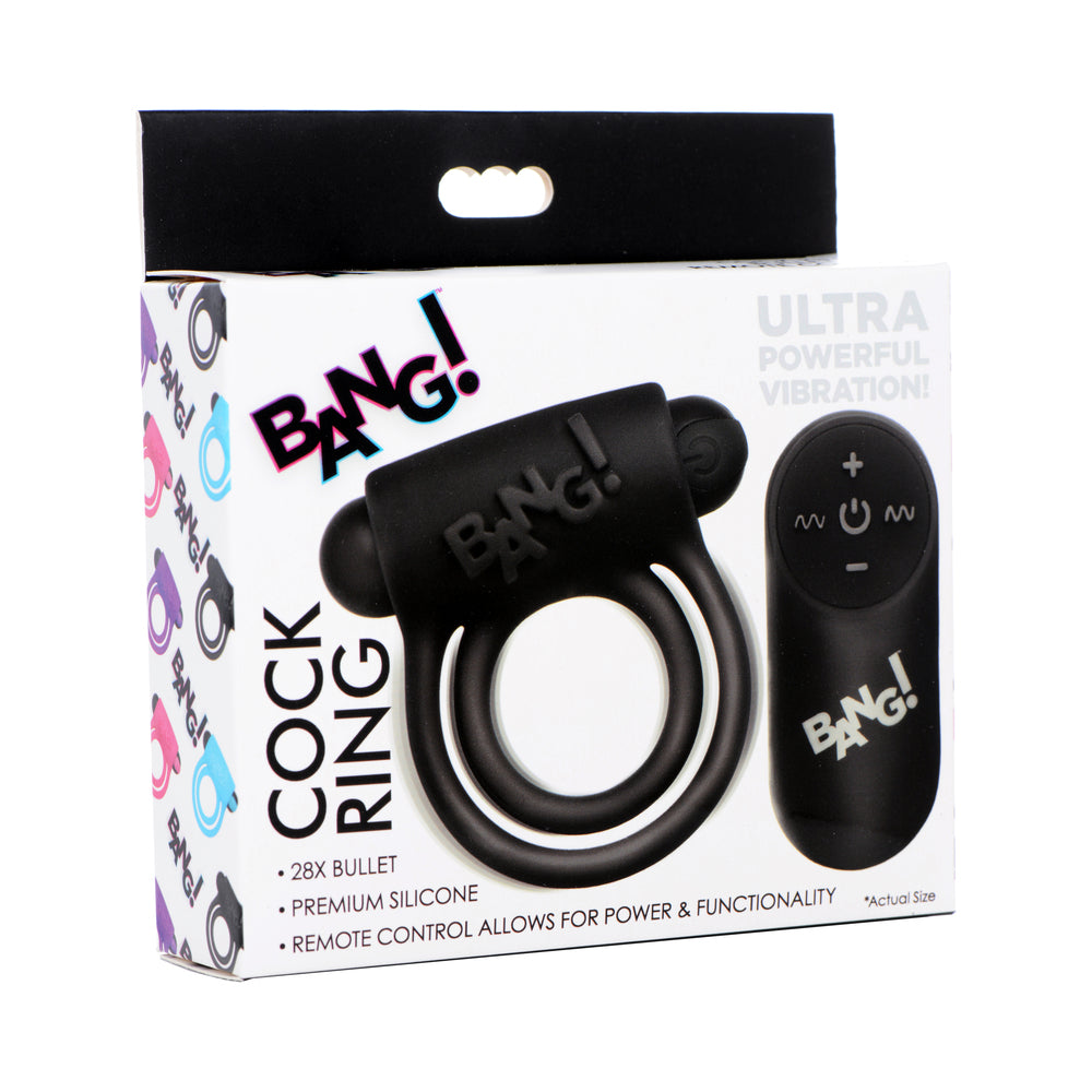 BANG! Silicone Cock Ring & Bullet RC Blk