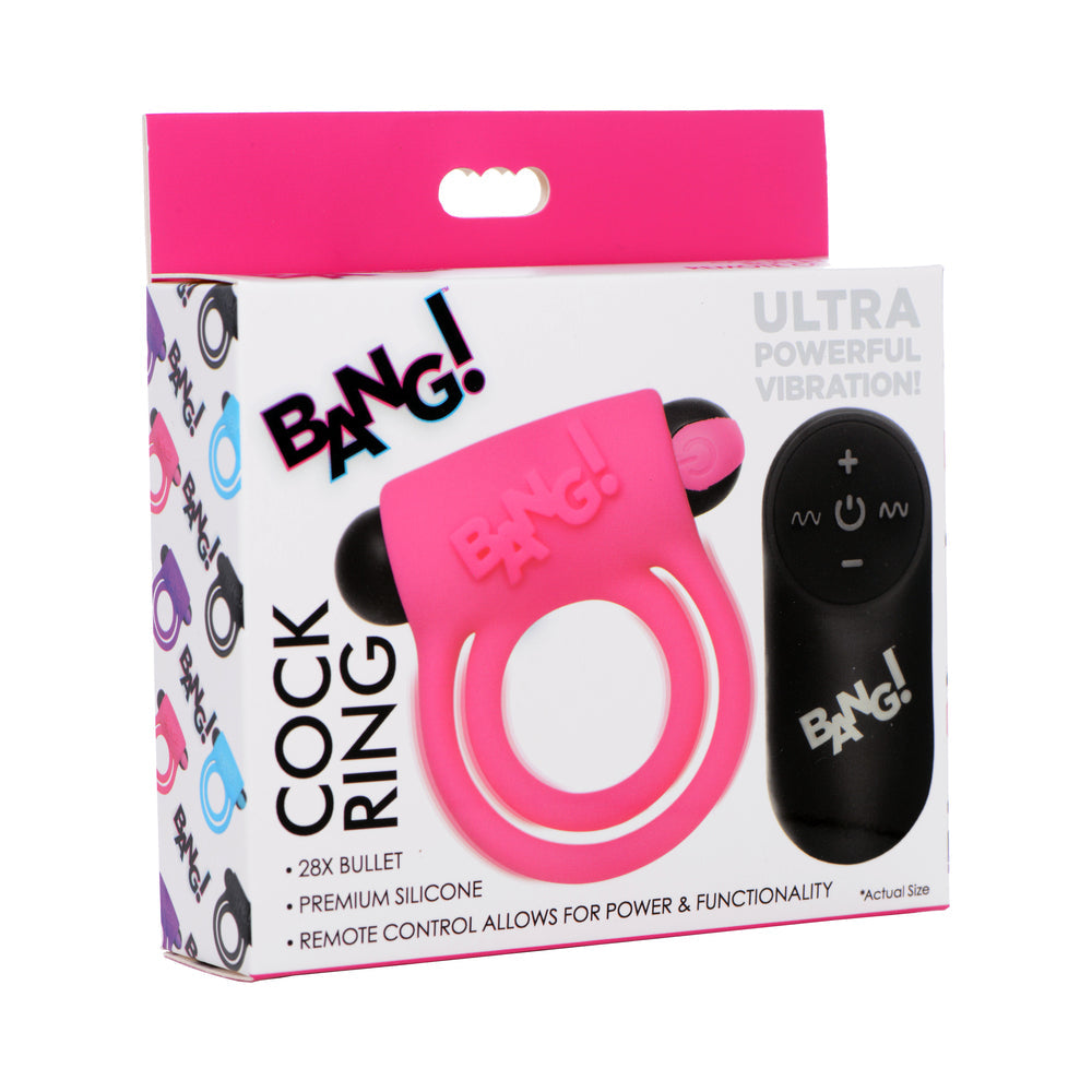 BANG! Silicone Cock Ring & Bullet RC Pnk