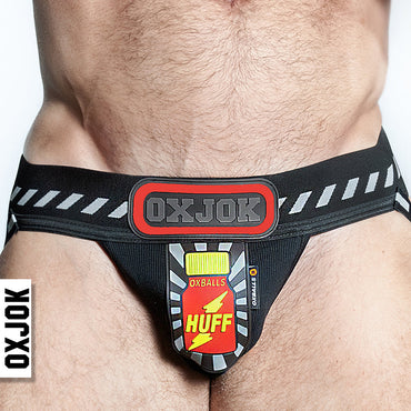 Oxballs Oxjok Popperjock 3D Rubber Huffer Jock Black/Red S
