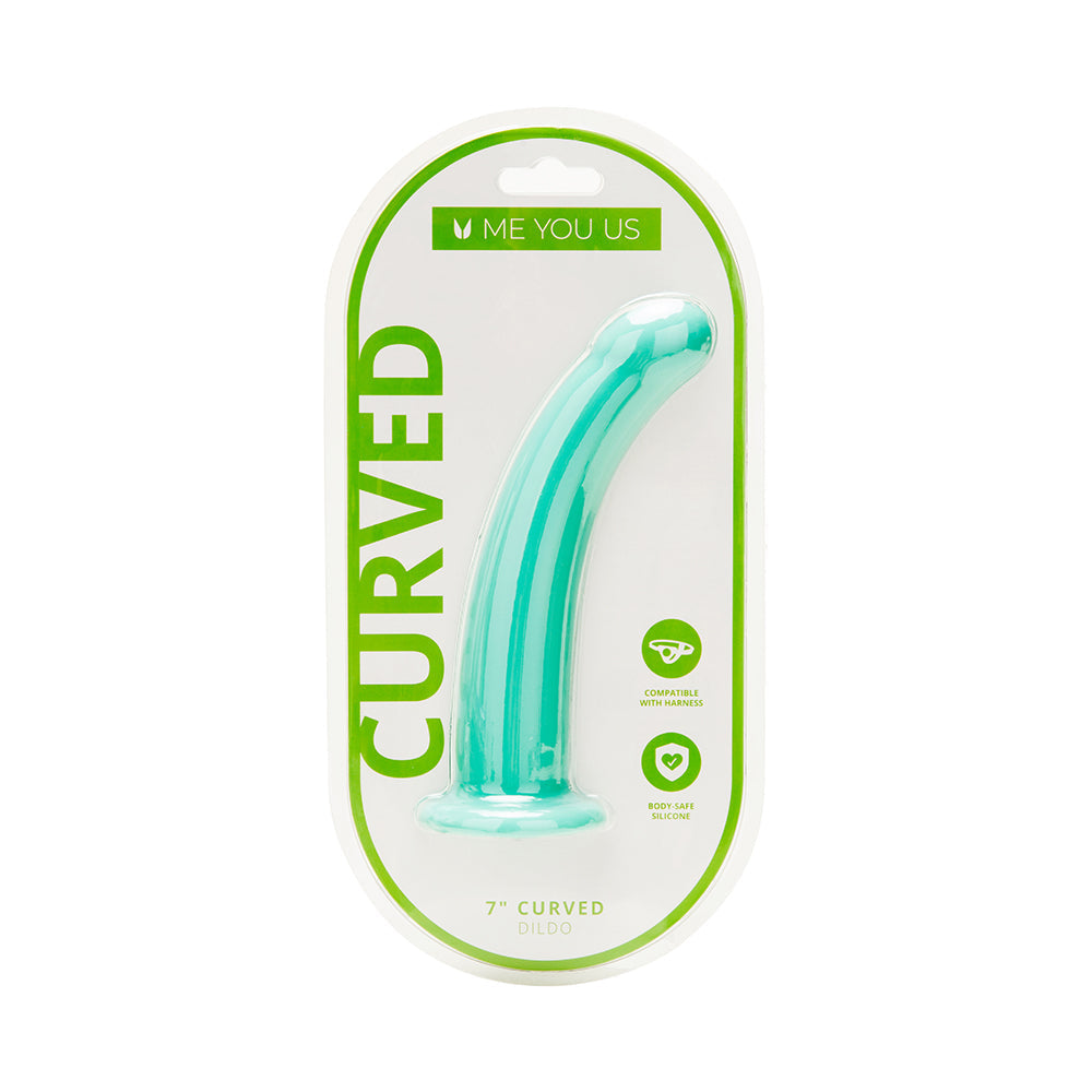 Me You Us 7in Curved Silicone Dildo Aqua