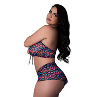 Magic Silk Hazy Dayz Halter Top & Hot Short Set Gummy Bears Queen Size