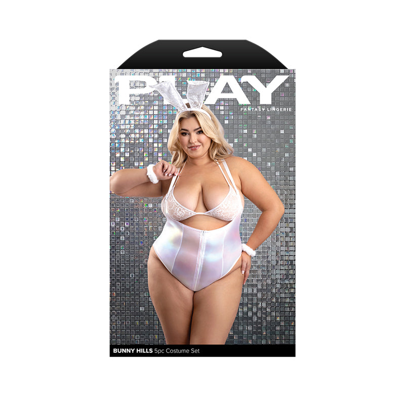 Fantasy Lingerie Play Bunny Hills 5-Piece Bunny Costume Set White 3XL/4XL