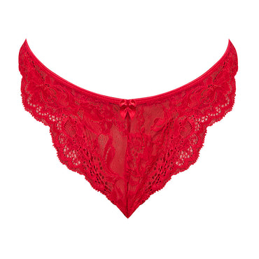 Magic Silk Sugar High Split Crotch Panty Red S/M