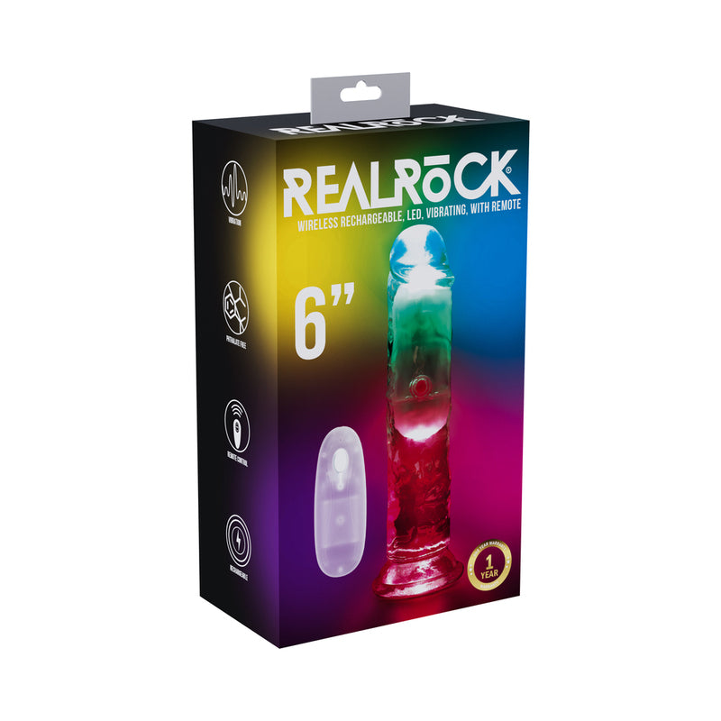 RealRock Wireless Rechargeable Remote Control Vibrating 6 in. Dildo Clear