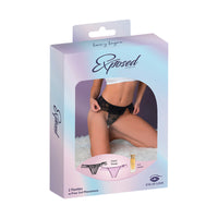 Magic Silk Pheromone Panties Flutter Thong 2-Pack Lilac/Black L/XL