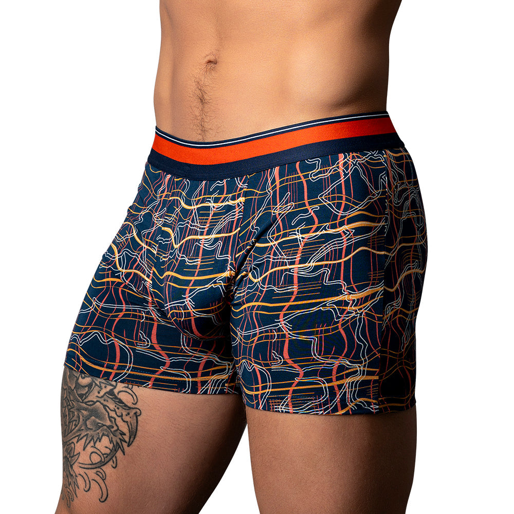Soo Cumfy Boxer Brief - Navy/Orange L