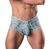 Male Power Marble Mesh Micro Mini Short Silver Blue M