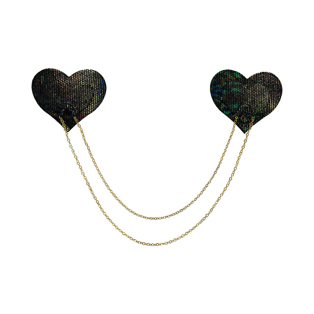 Black Shattered Disco Ball Heart Nipple Pasties