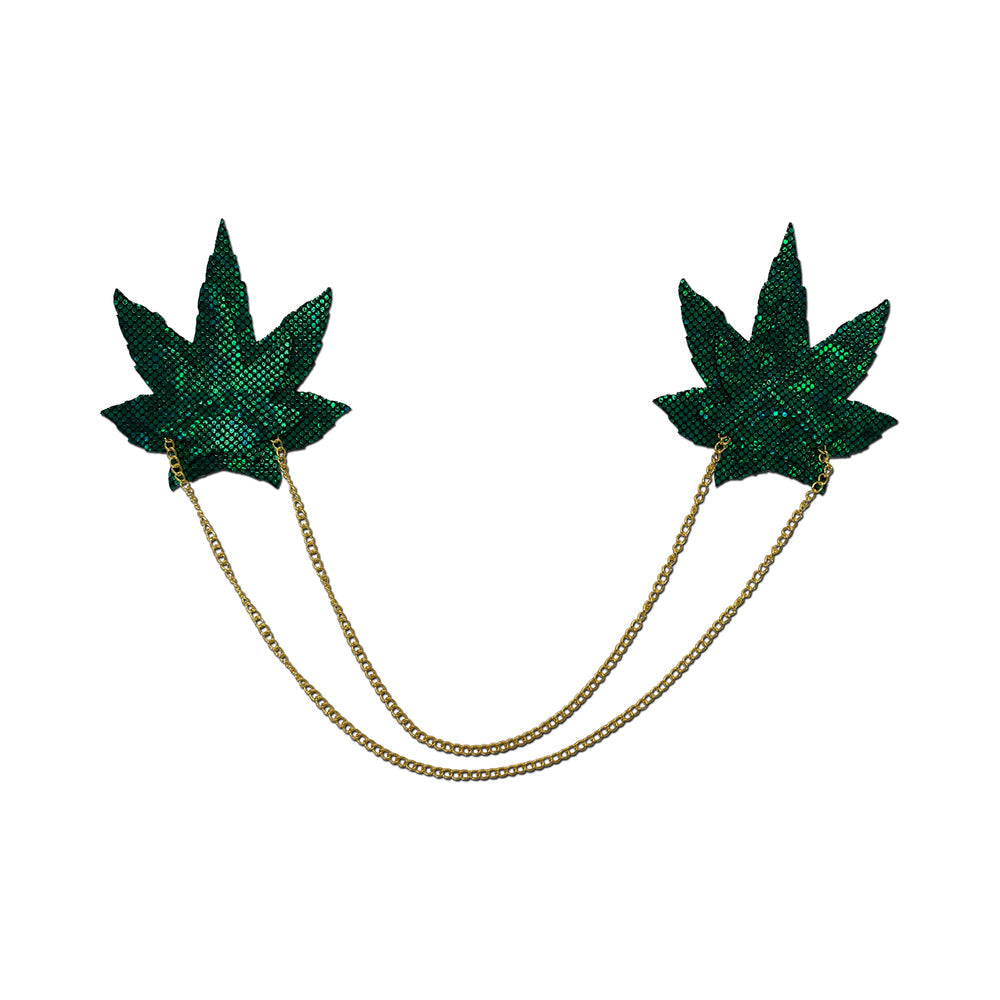 Green Weed Disco Ball Nipple Pasties