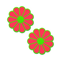 Pastease Daisy Nipple Pasties - Neon Green & Glow in the Dark Pink