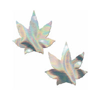 Silver Holographic Weed Nipple Pasties