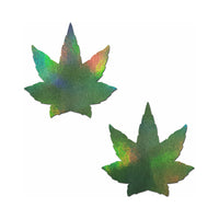 Green Holographic Weed Nipple Pasties