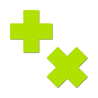 Glow in the Dark Neon Yellow Cross Pasties