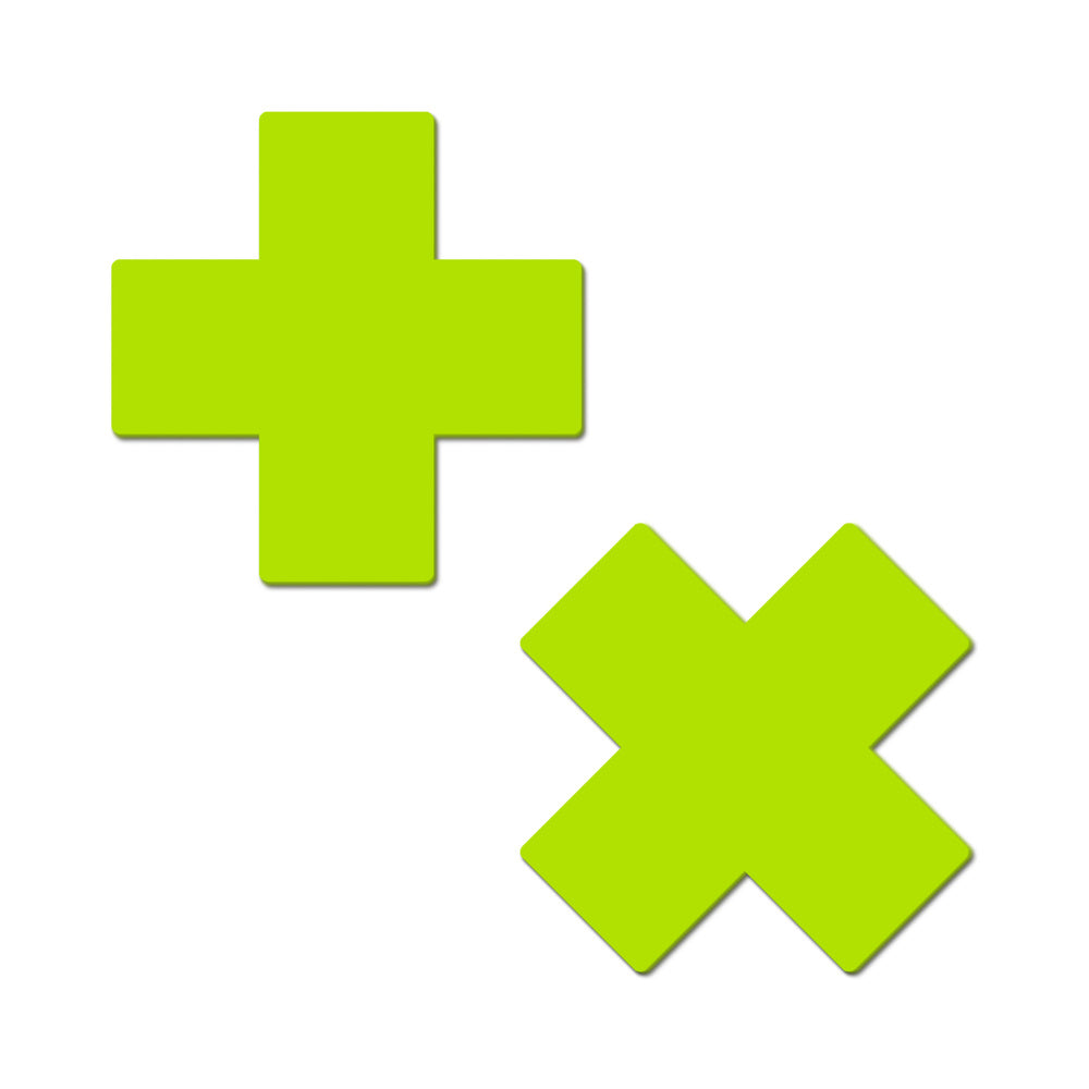 Glow in the Dark Neon Yellow Cross Pasties
