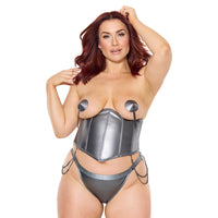 Coquette Pleasure Waist Cincher in Grey Plus Size