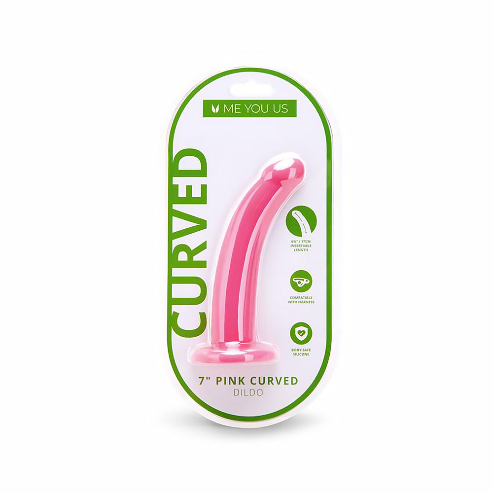 Silicone Dildo - Me You Us Pink Curved 7in