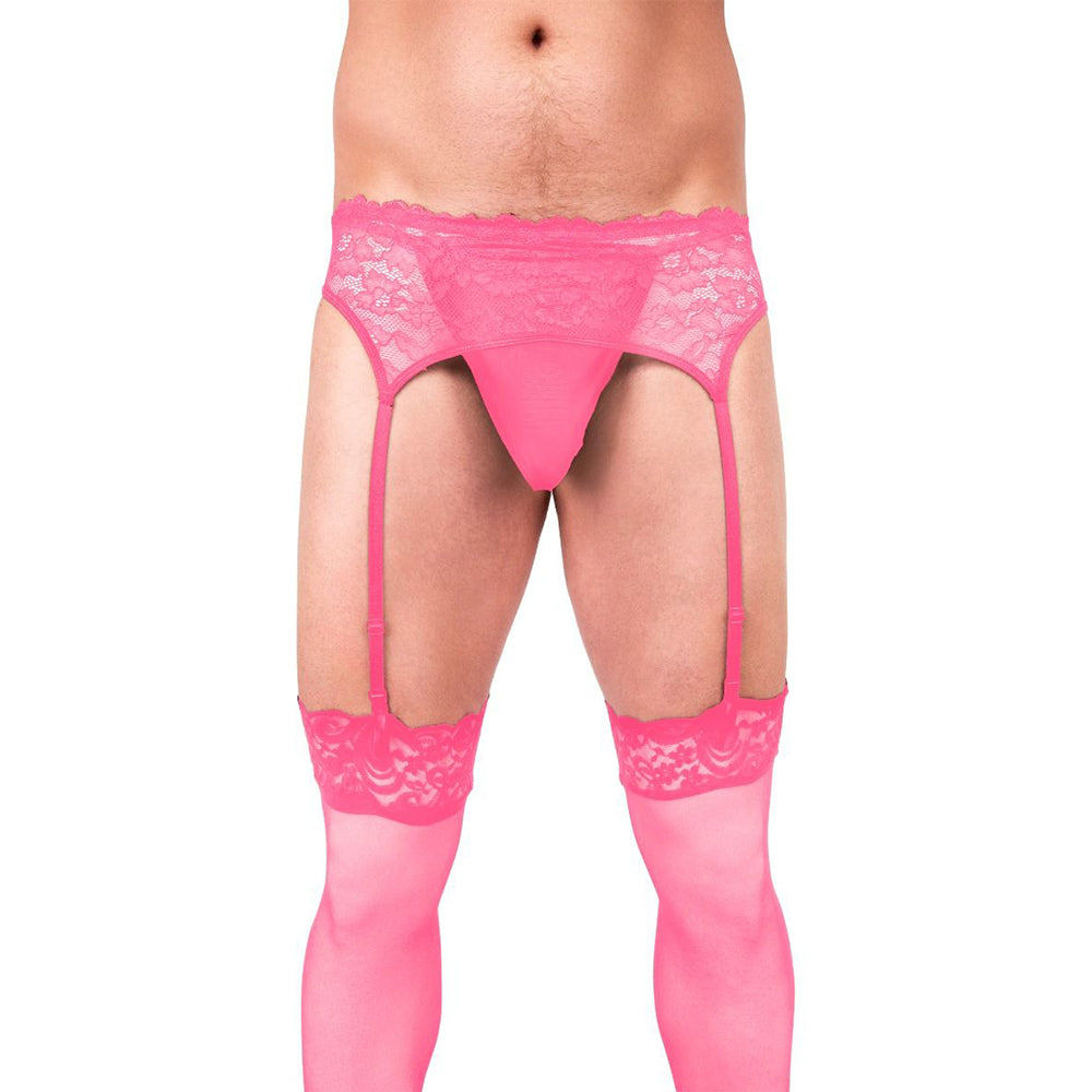 Prowler Pink Lace Garter Set Large