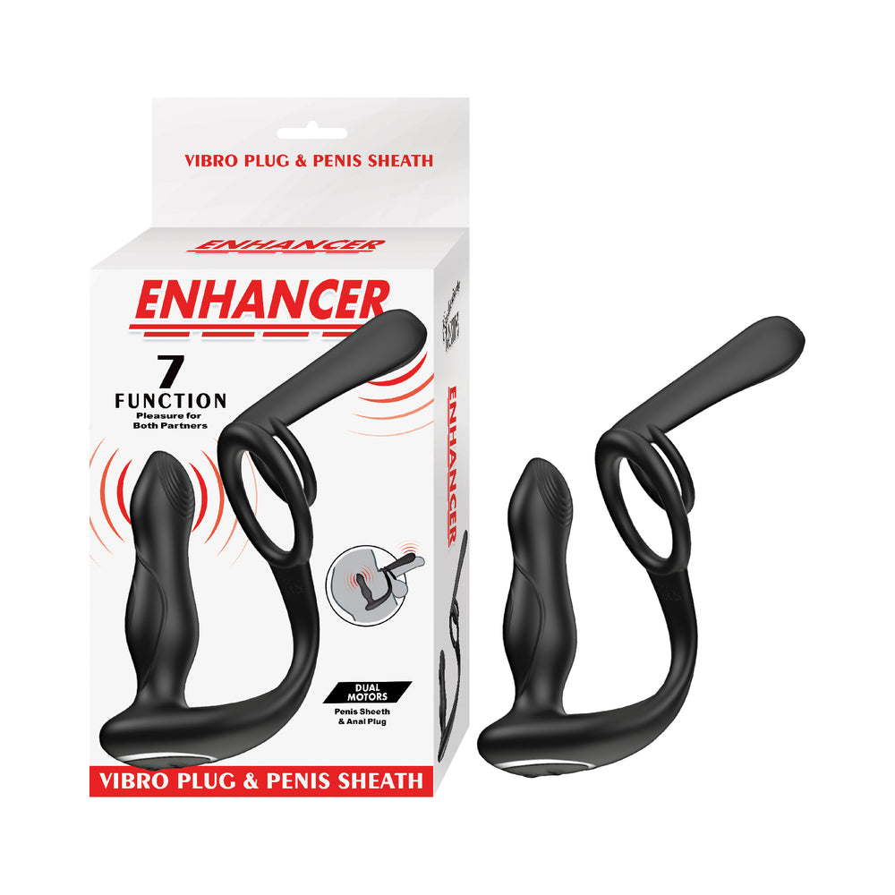 Enhancer Vibro Plug & Penis Sheath Black Anal Toy