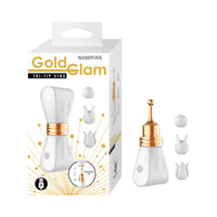 Gold Glam Tri-Tip Vibe Massager - White
